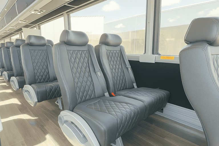 interior of Augusta Minibus Company charter bus