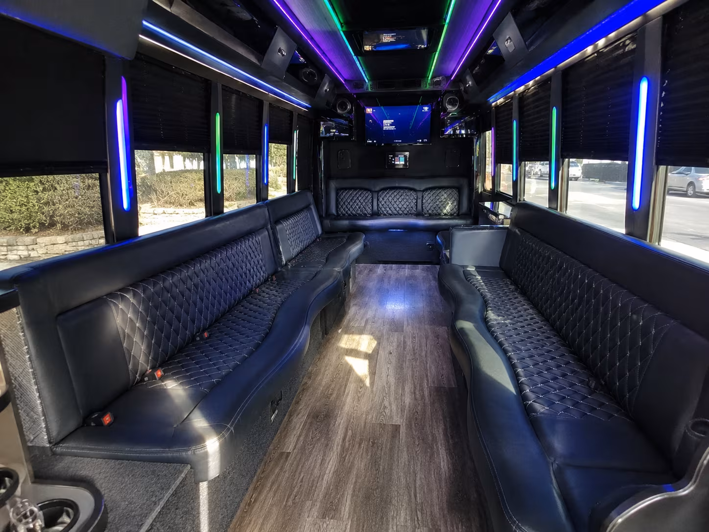 augusta 15 passenger party bus interior