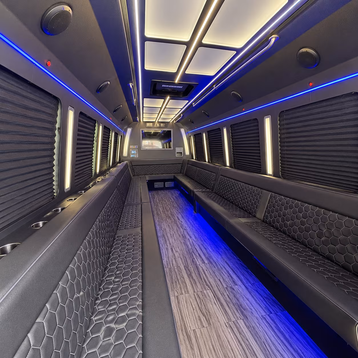 augusta 30 passenger party bus interior